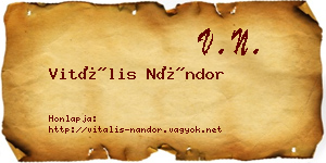 Vitális Nándor névjegykártya
