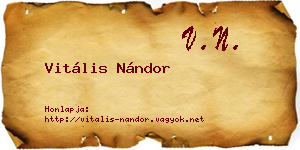 Vitális Nándor névjegykártya